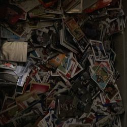 Container Filled With Sports Cards