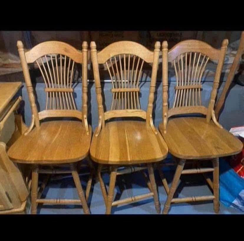 Solid Oak Swivel Chairs 