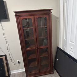 Wood Bookcase With Glass Doors