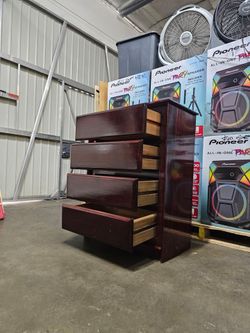 Dark Cherry Wood 4-Drawer Dresser