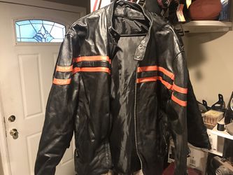 Leather riding jacket harley Orange and black