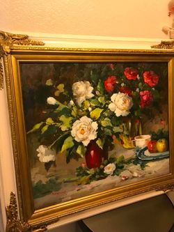 Hand Painted - Floral Gold Frame