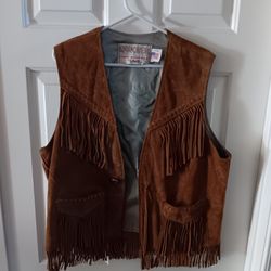 Fringed Leather Vest XL