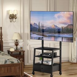 NEW SEALED BOX! Rolling TV Stand with Mount and Fabric Drawer for 32-75" TV