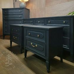Provincial Bedroom Set In Soot GREY - DRESSER CHEST NIGHTSTANDS