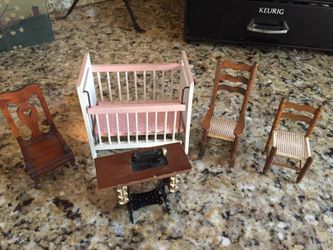 Antique doll house furniture lot