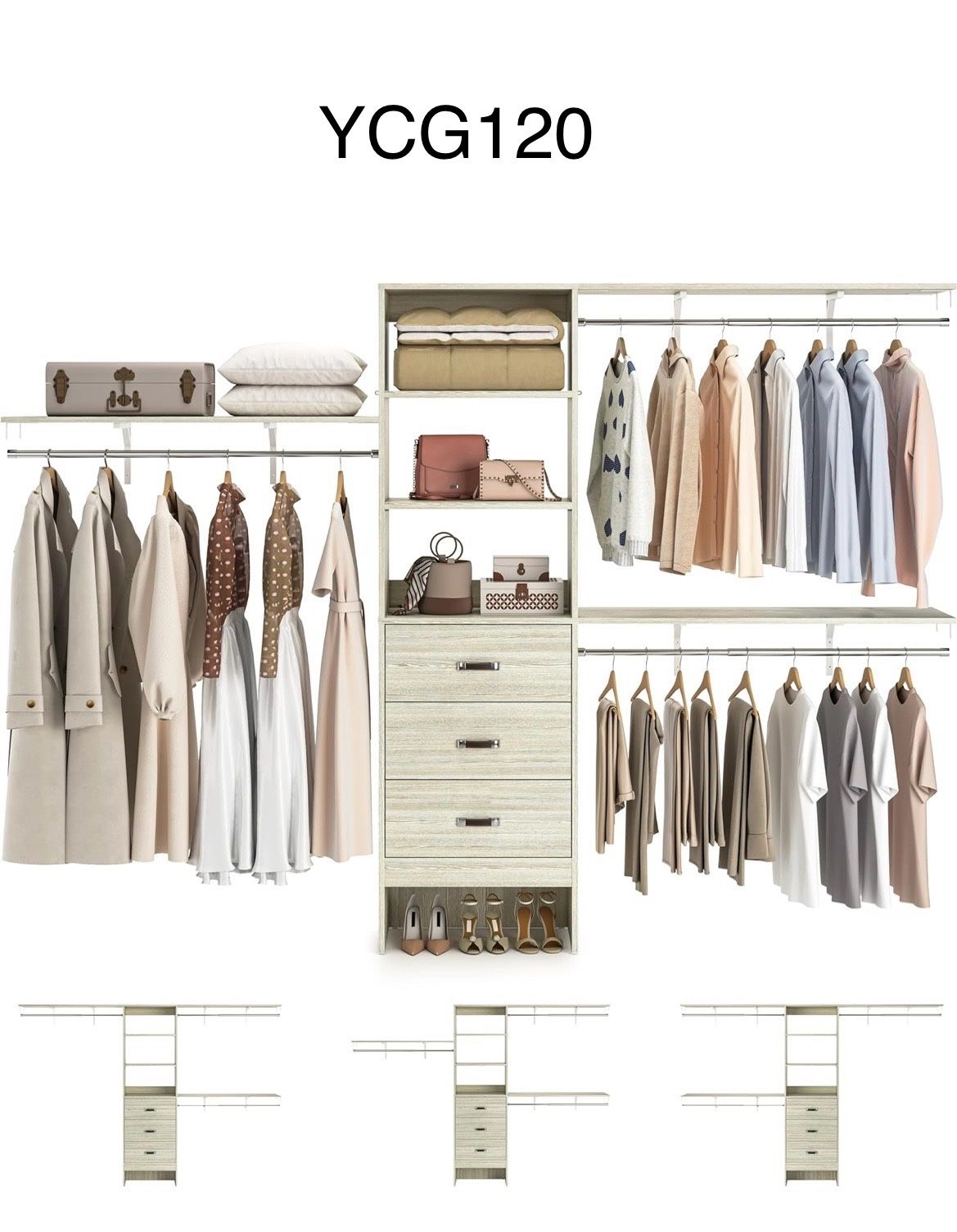 Closet System Organizer, 10ft, 120inches Organizer For Clothing,