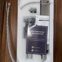 VOTON Tall Waterfall Bathroom Faucet w/ Pop-Up Drain – Single Handle – Brushed Silver (No Deck Plate