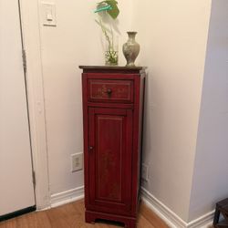 Vintage Red Asian-Style Accent Cabinet