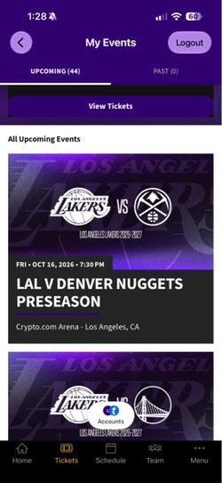 Lakers vs nuggets oct 16th