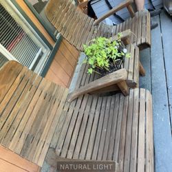 Wood chairs with attached Table 