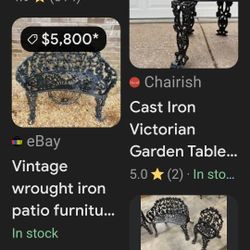 Vintage Cast Iron Bench And 2 Iron Vintage Outddor Piece 1000 OBO