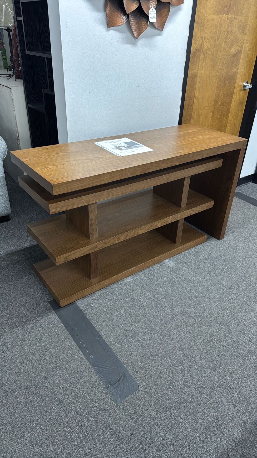 L-Shape Motion Home Office Desk W/Shelves, Walnut.