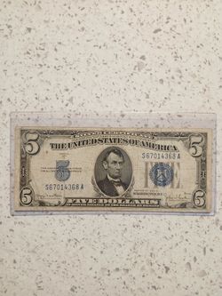 Vintage $5 bill $2 bill