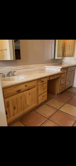 Bathroom Vanity Base Cabinet And Matching Medicine Cabinet Knotty Hickory