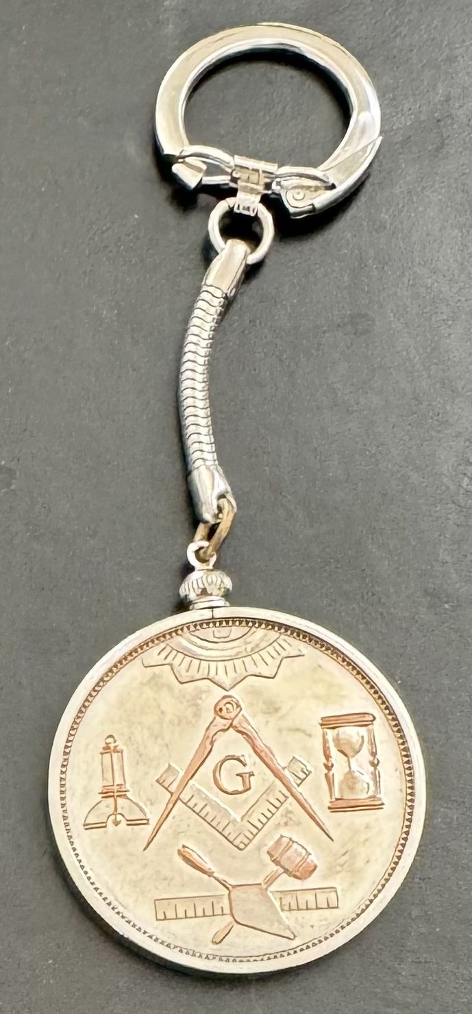 Vintage “Made A Mason” Same size As Silver Dollar Coin On A Key Chain