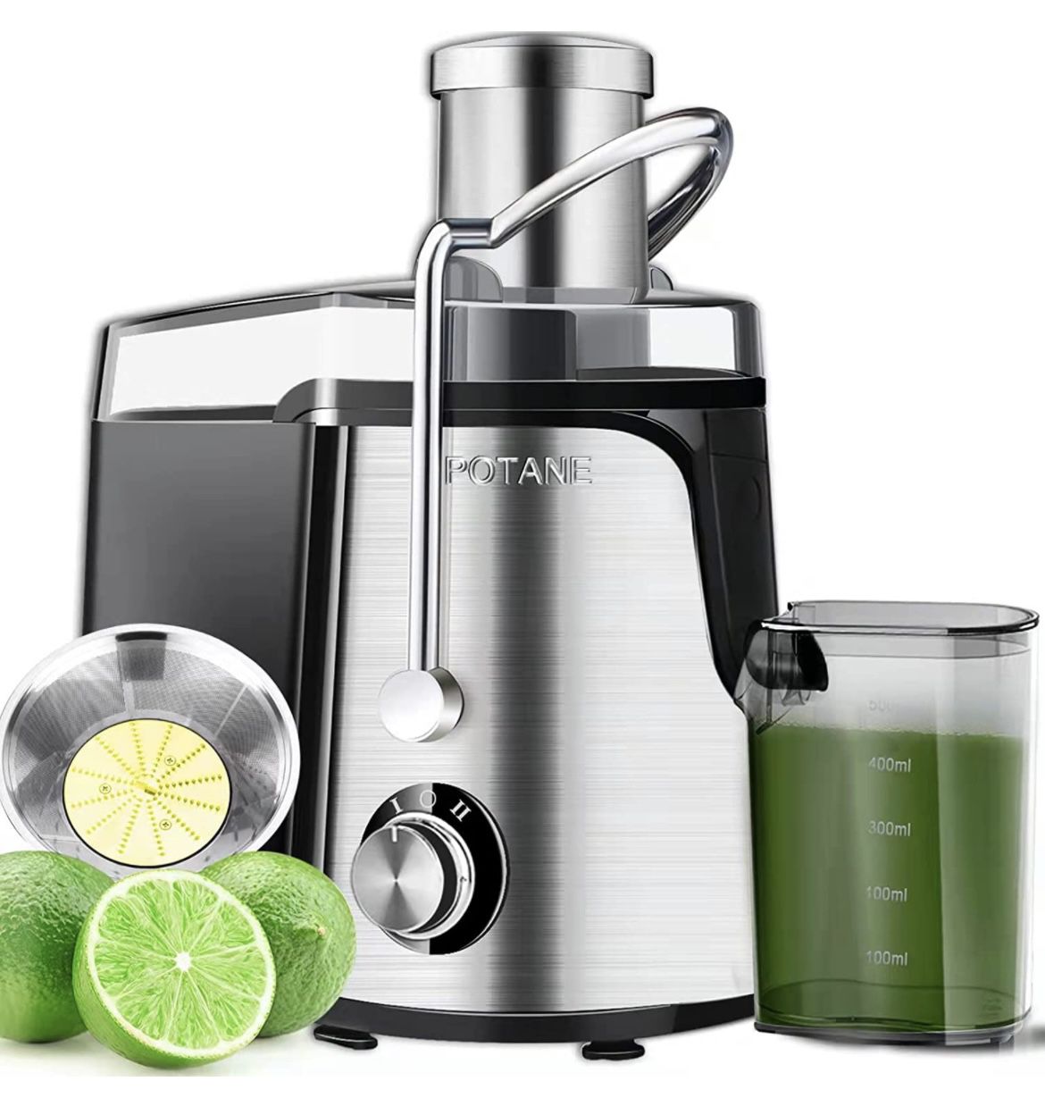 POTANE Juicer Machine Centrifugal Juicer, Easy to Clean Juice Extractor, Juicer Machines for Vegetable and Fruit, 700 Watts, Titanium Enhanced Filter