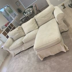 IKEA Sectional Couch Chaise With Washable Slipcover 