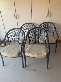 4 cast aluminum Patio Dining Chairs with Cushions