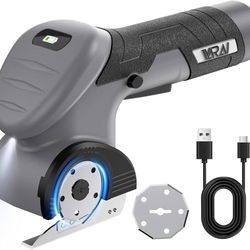 Cordless Electric Scissors, 2000mAh Fast Charging Rechargeable Fabric Cutter with Replaceable Blades, Box Cutter for Cloth, Cardboard, Plastic, Leathe