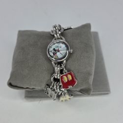 Disney Accutime Women's MK2066 Mickey Mouse Charm Watch Mother of Pearl Dial 