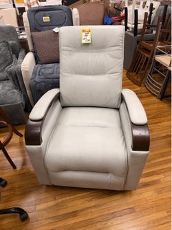 Lyric Smoke Color Faux Leather Manual Swivel Glider Recliner