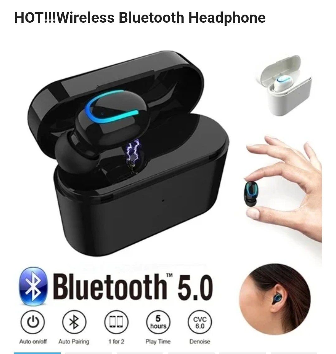 Wireless Bluetooth Headphone BLACK