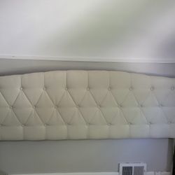 Beige King Size Upholstered Bed Frame/Headboard 