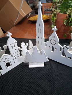 Christmas snowy wood village
