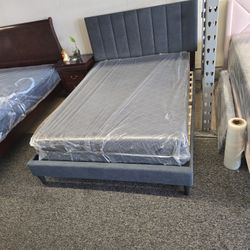 FULL BED FRAME AND BASIC MATTRESS