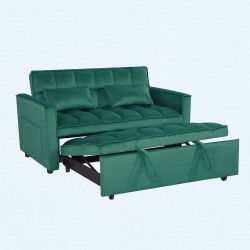 Green Velvet Pull-Out Sleeper Loveseat