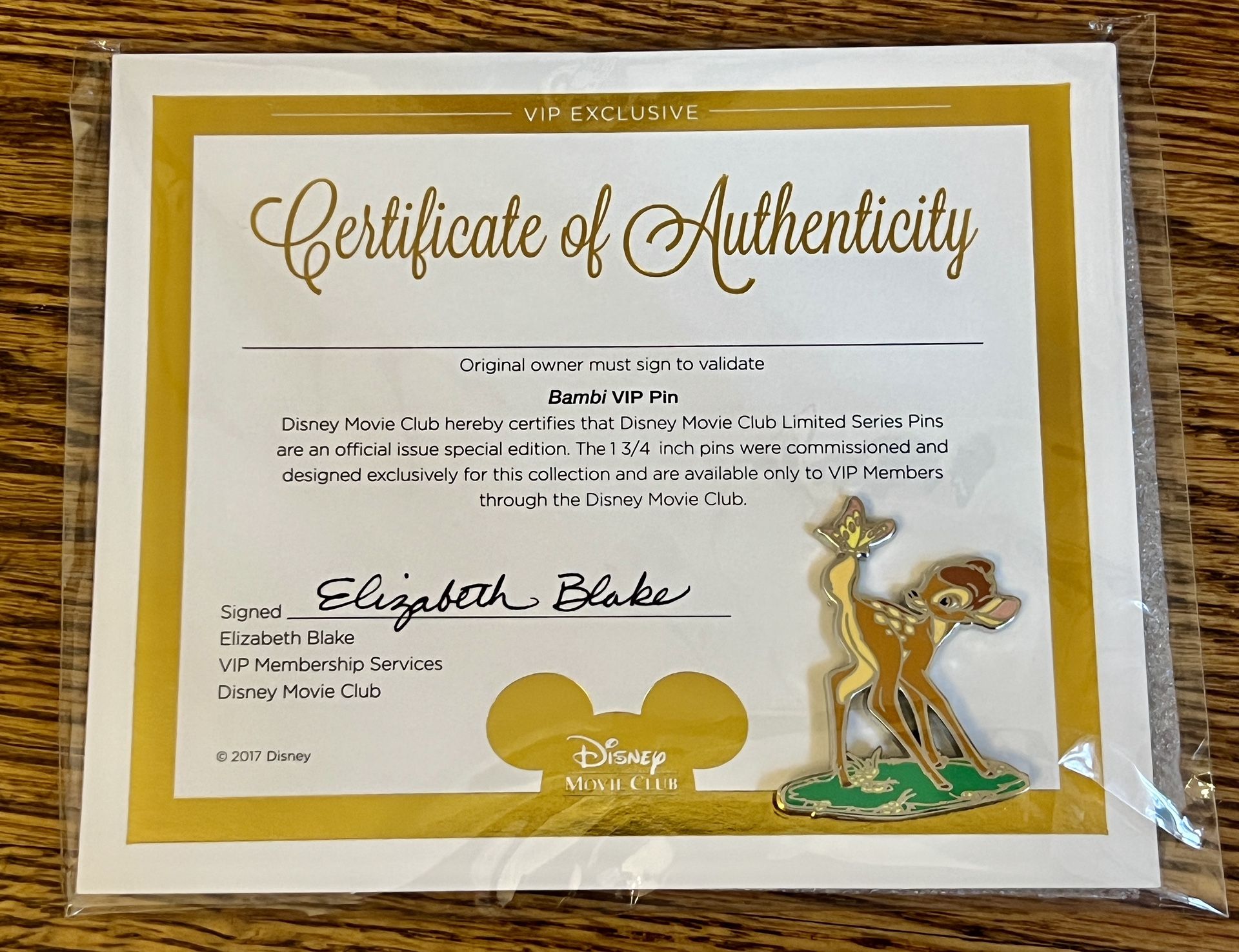 Disney Movie Club Bambi VIP Collectible Pin NIB