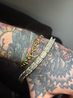 Wow 🤩!! Title: 7.5” Gold Vermeil 925 Sterling Silver Three-Row Tennis Bracelet !