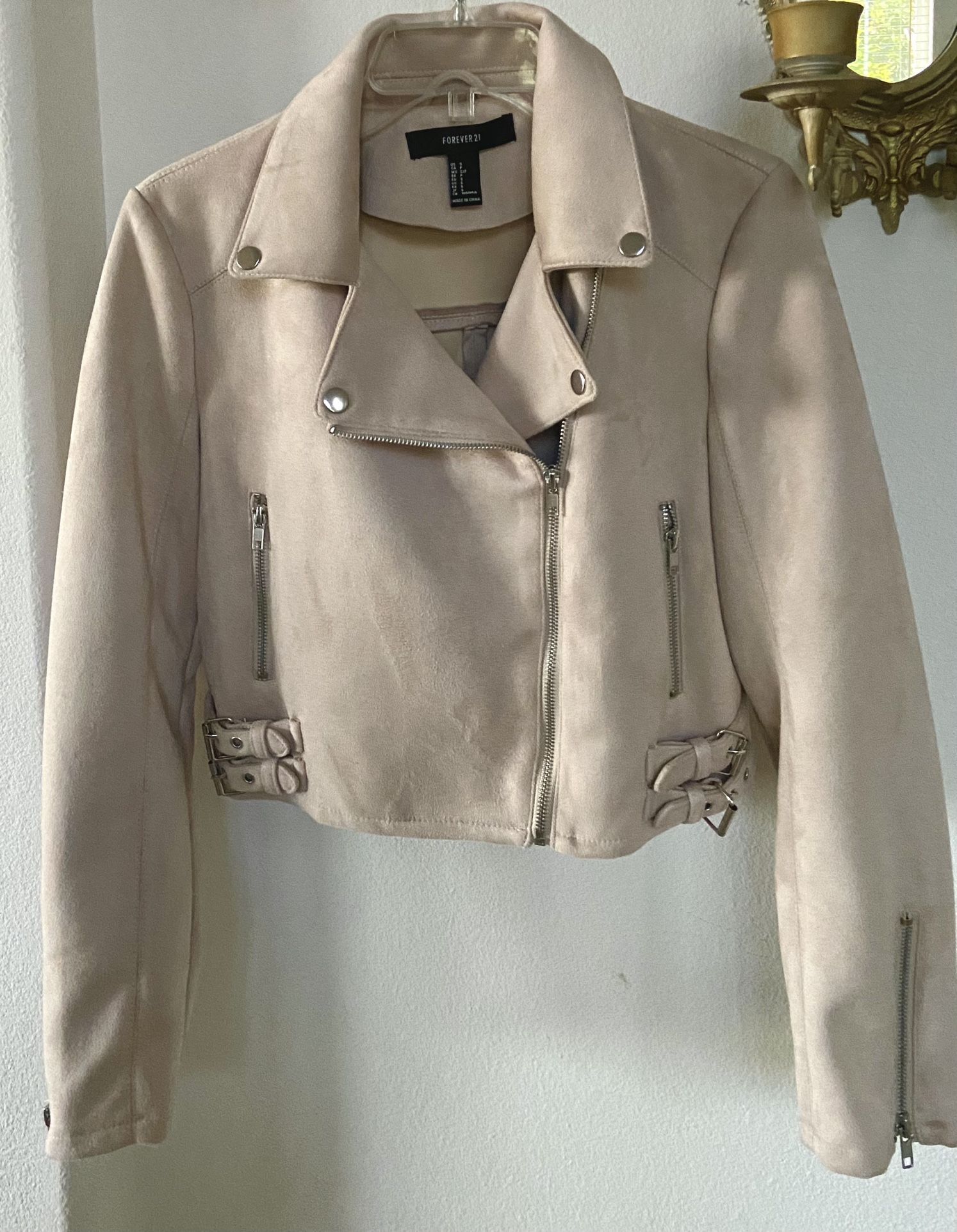 FAUX SUEDE MOTO BIKE JACKET