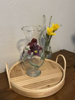 Hand Painted Vintage Glass Vase 