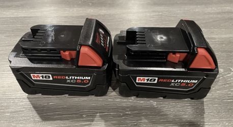 Milwaukee M18 (2x) 5ah Batteries (new)