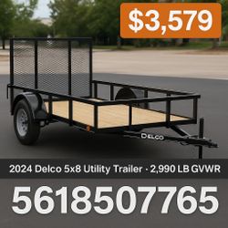 👉 2024 Delco 5x8SA Utility Trailer – 2,990 LB GVWR – New