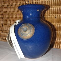 BLUE HANGING DOWN UNDER POTTERY SELF WATERING POT