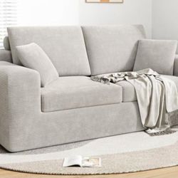 New LIKIMIO 78" Loveseat Sofa in a Box, Cloud Boneless Couch with Comfy Deep Seat, No Assembly Required, Modern Upholstered Corduroy Sofa for Living R