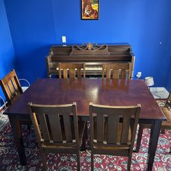 Dining Wooden Set Of 6 Chairs Plus Piano 