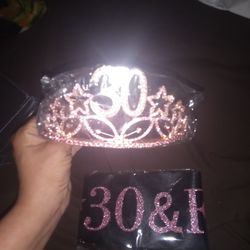 Crown And Birthday Banner  For Someone Turning 30 Thumbnail