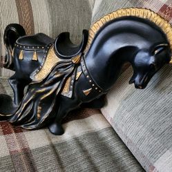 Arnel's Mid-Century Chinese 10" Tang Horse Stallion Black Gold