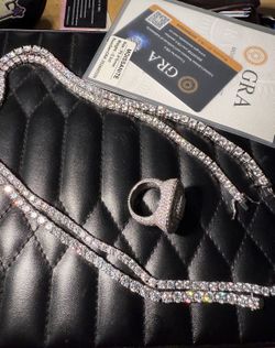 20 Inch Moissanite Chain and Rings 
