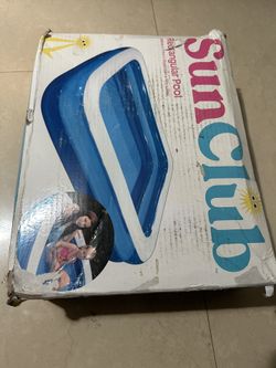 A Rectangular Pool And One Circle Inflatable Pool