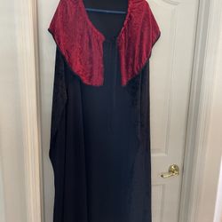  Black Velour Cape With Red Collar For Cosplay or Halloween Costume 