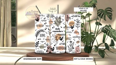 Daily Reminders Affirmations 20 Oz Stainless Steel Tumbler (READ DESCRIPTION)