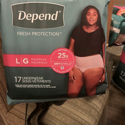 Depends Women’s Size Lg Briefs 