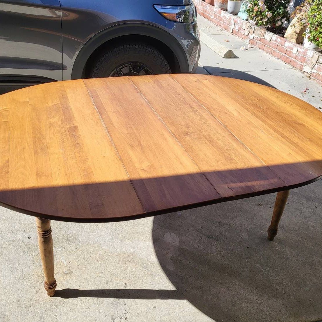 Vintage Dining Table Maple Wood With Planks