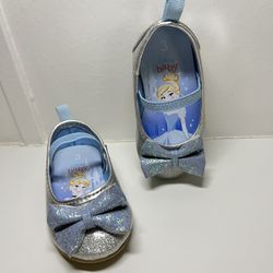 Disney Cinderella Silver Blue Glitter Baby Girl Shoes, Size 3