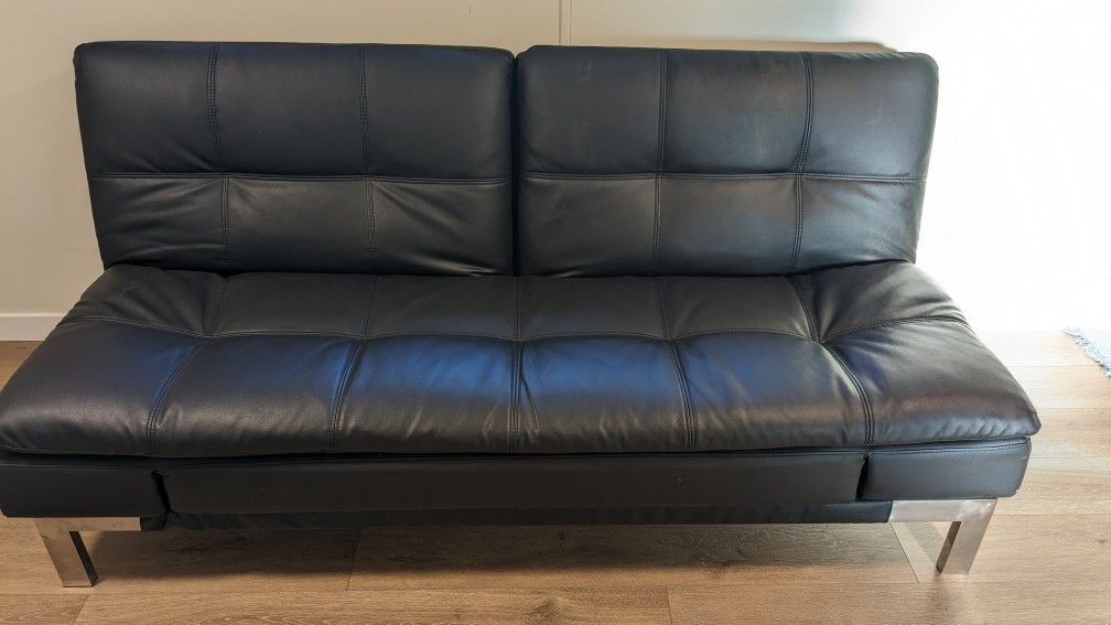 Black Leather Futon Couch